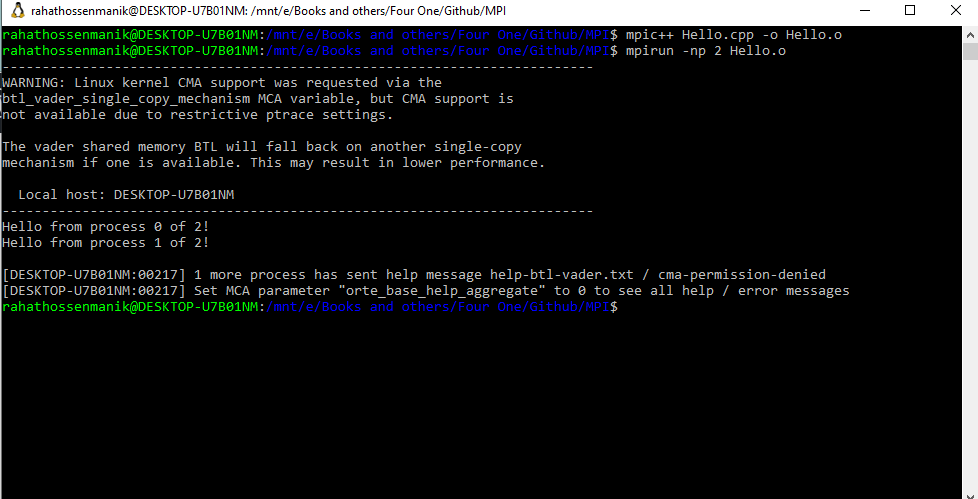 Write First Program in MPI Programming with C++